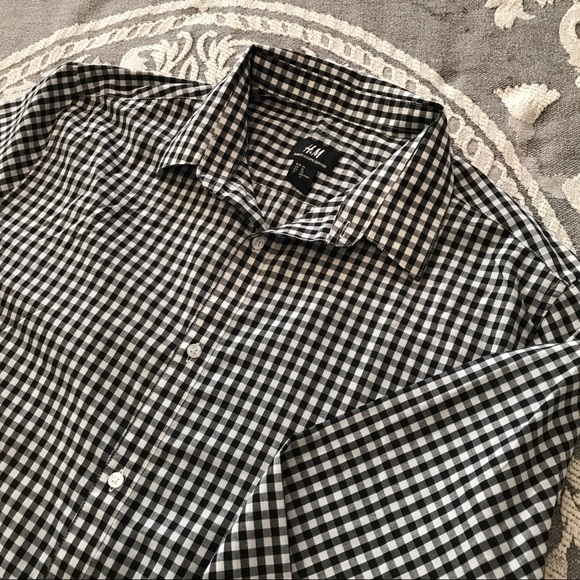 H&M Shirts H M Button Down Shirt Black And White Checkered Poshmark